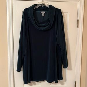 4X Catherines green slouch neck shirt